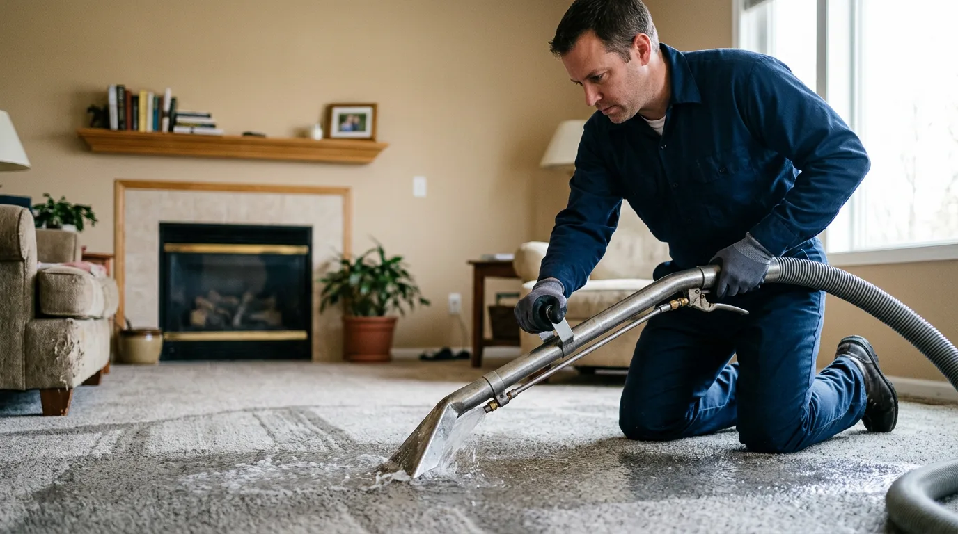 Water damage restoration technician working near Steele, ND